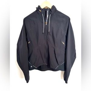 Lululemon Run In The Rain Black Jacket Size 10 nylon with hood